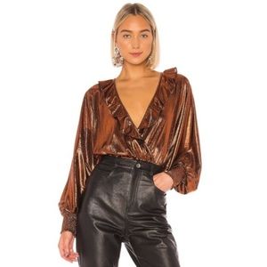 Retrofète Fiona metallic bodysuit rust